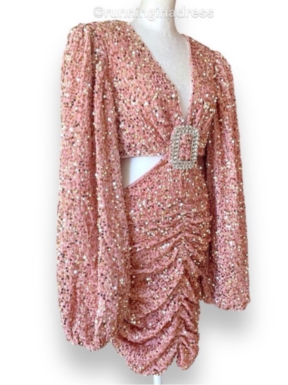 NWT Line & Dot Valeria Pink Sequin Cutout Mini Dress Medium Revolve - Picture 8 of 16